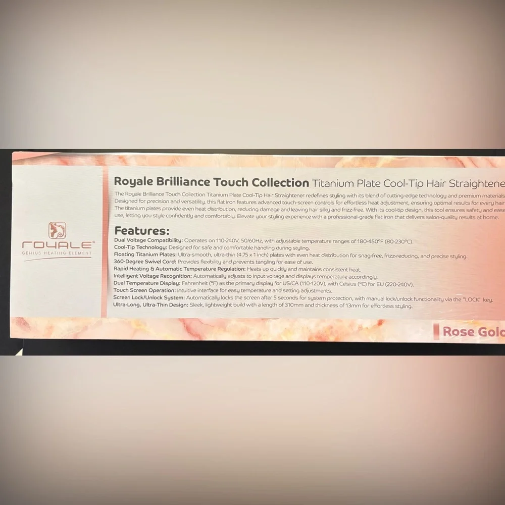 New in Sealed box- Royale Brilliance Touch Straightener. Cool tip& touch screen. - Picture 2 of 5